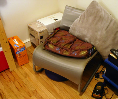 Leto's bed, under a chair