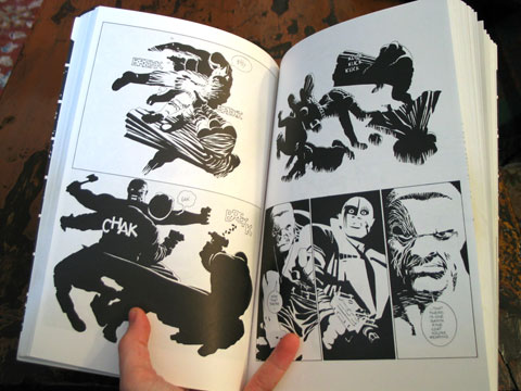 An interior spread from 'The Hard Goodbye', showing Marv.