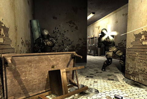 Two clone troops fire on you from cover positions.