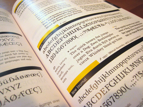 A close-up, angled shot of an open spread, showing New Clarendon and New Journal.