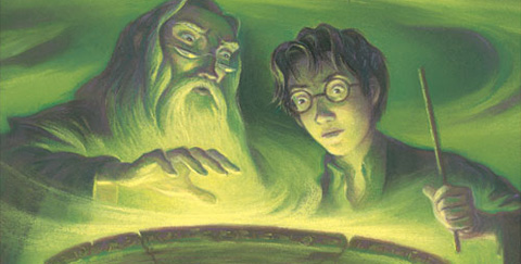 Dumbledore and Harry from the cover illustration.
