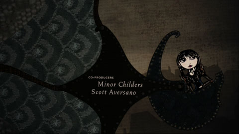 Violet rides in a one of the ferris wheel's seats, with a credit over one of the wheel's structural elements