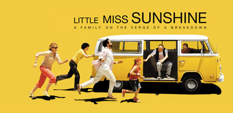 Little Miss Sunshine: A Family on the Verge of a Breakdown, with the family chasing their yellow VW bus