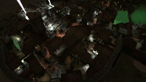 The town of Adanti, seen from far above at night.
